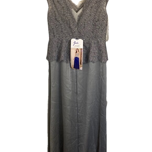 Jade by Jasmine Silver J175069 Mother Bride Dress Lace Designer Size US 14 NWT - Picture 3 of 8